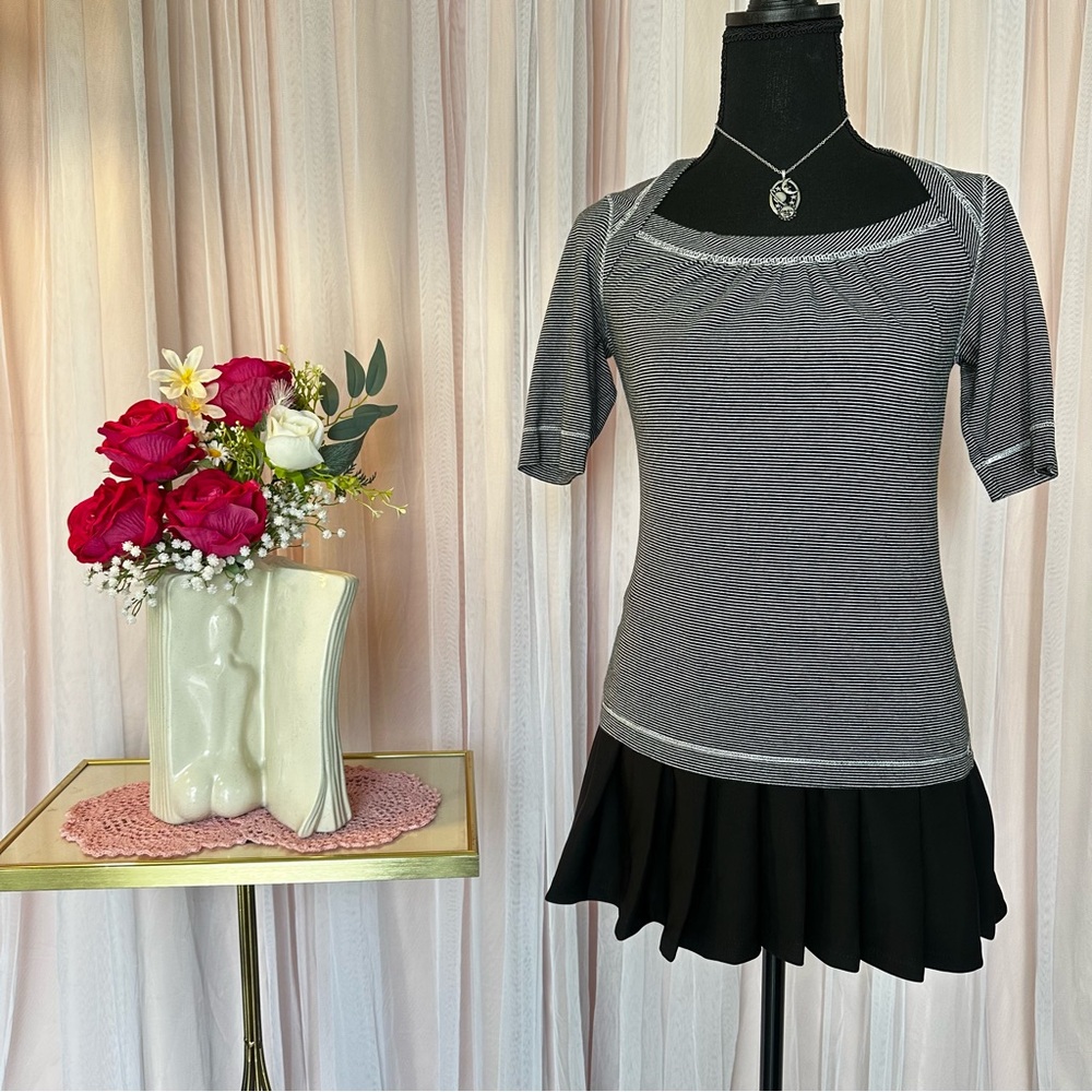 LOFT Black and White Striped Top